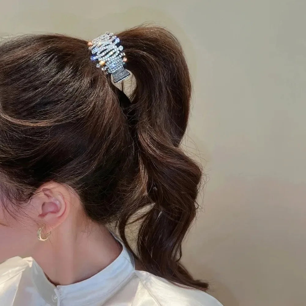 New Pearl Water Diamond High Ponytail Hair Claw Headwear Gifts Fixed Hair Shark Hair Clip Styling Tools Irregular Metal Hairpins Zpaxo
