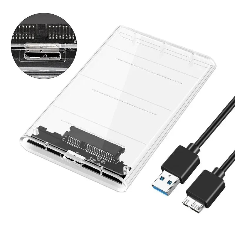 USB3.0 External HDD Case 5Gbps 2.5 Inch Transparent Hard Disk Case Hard Drive Enclosure SATA HDD SSD Storage Case for Laptop PC Zpaxo USB TO MICRO
