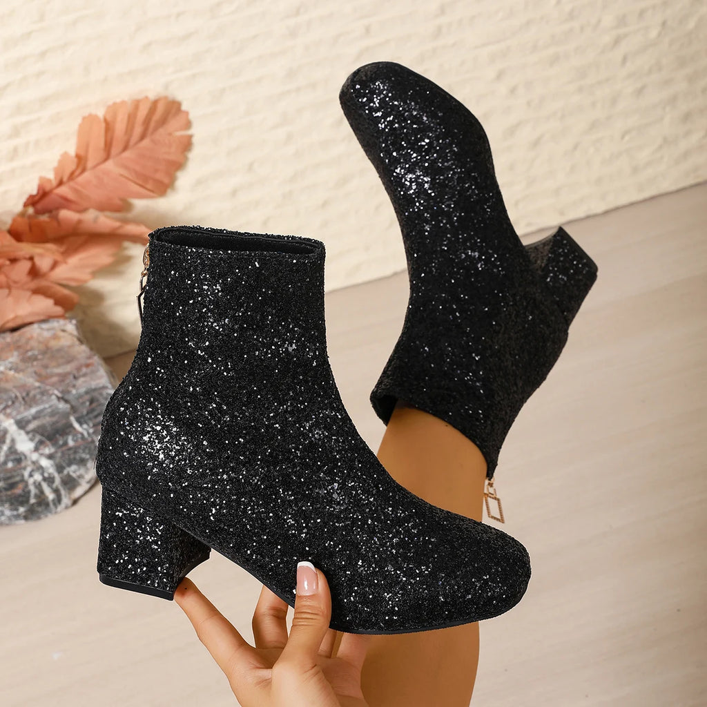 Luxury Women Ankle Boots Big Size Fashion Designer Shoes for Women Outdoor Solid Mid Calf Boots Comfortable Elegant Shoes Women Zpaxo black 35