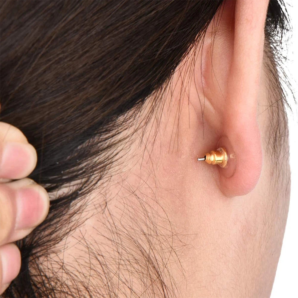 200Pcs Earring Backs Bullet Clutch Earring Backs Replacements for Studs with Pad Rubber Earring Stoppers Pierced Safety Backs Zpaxo
