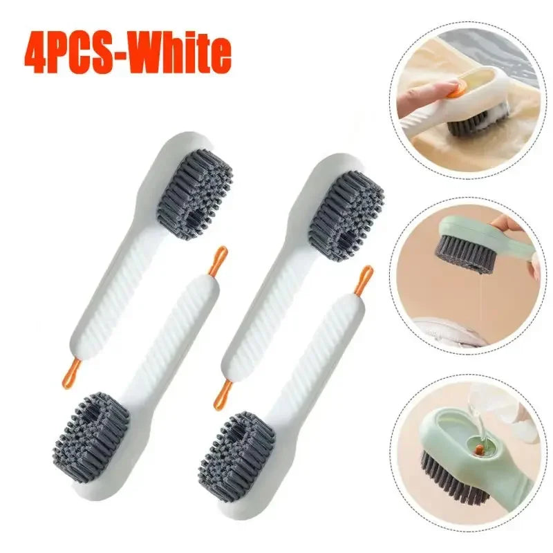 Fashion Multifunction Shoe Brush Soft Bristled Liquid Filled Up Wash Shoe Cleaning House Accessories Clean Kitchen Tools Zpaxo 4pcs-white