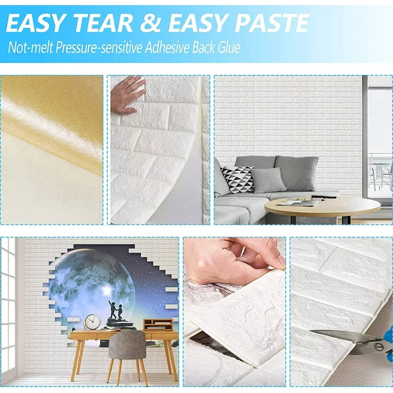 3D Wall Stickers Self-adhesive Wallpaper Anti-collision Soft Bags