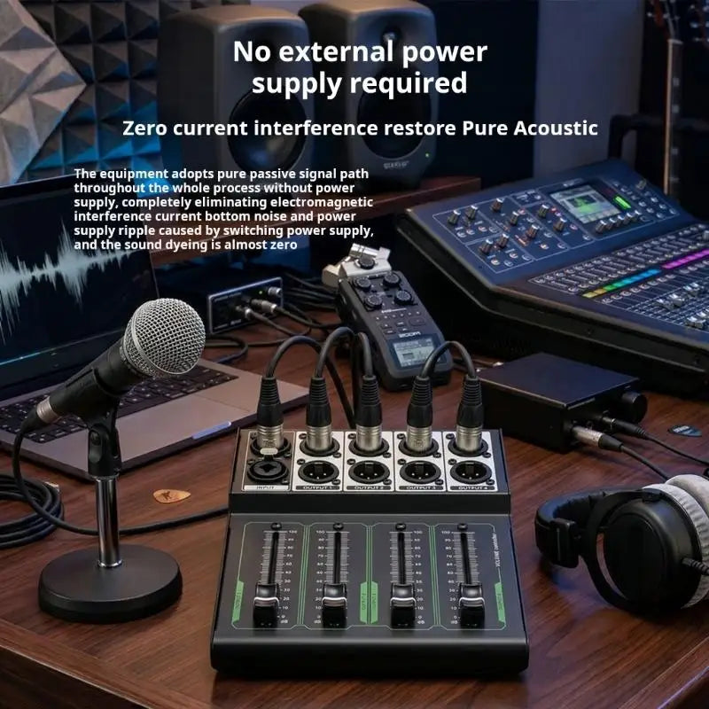 652F Passive Volumes Controller 4 Independent Faders XLR TRS Zpaxo