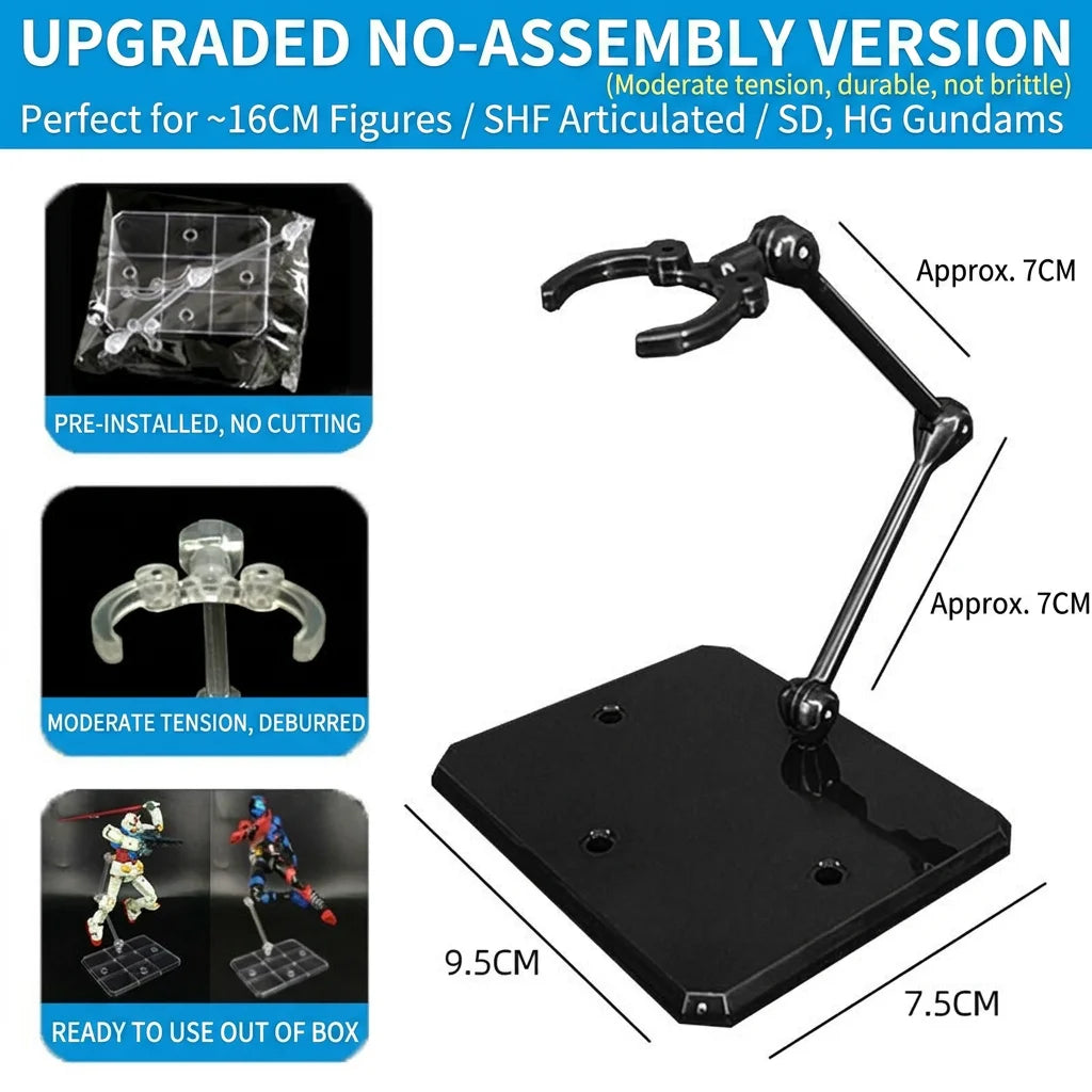 Clear Acrylic Action Figure Display Stand – Clip Waist Holder Figure Display Stand Zpaxo Black