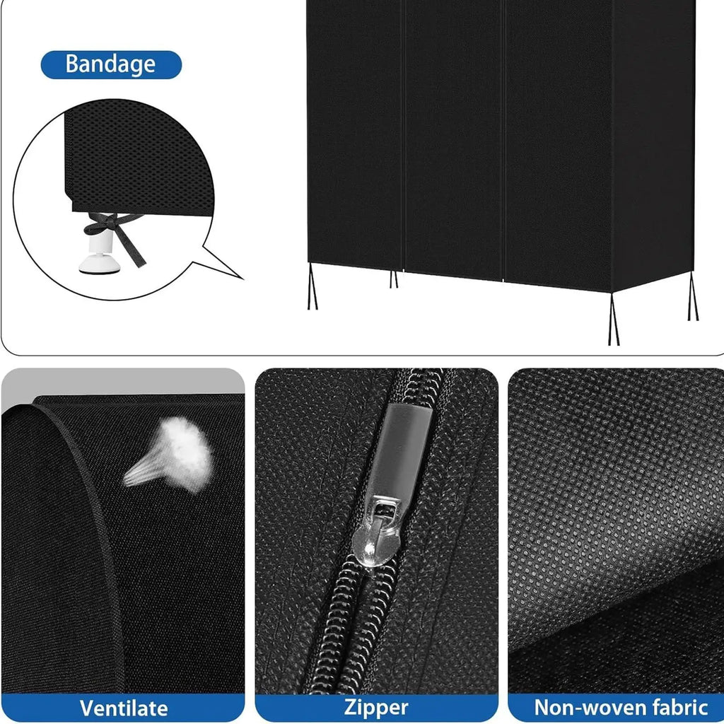Clothes Rack Cover Dustproof Smooth Zipper Large Capacity Closet