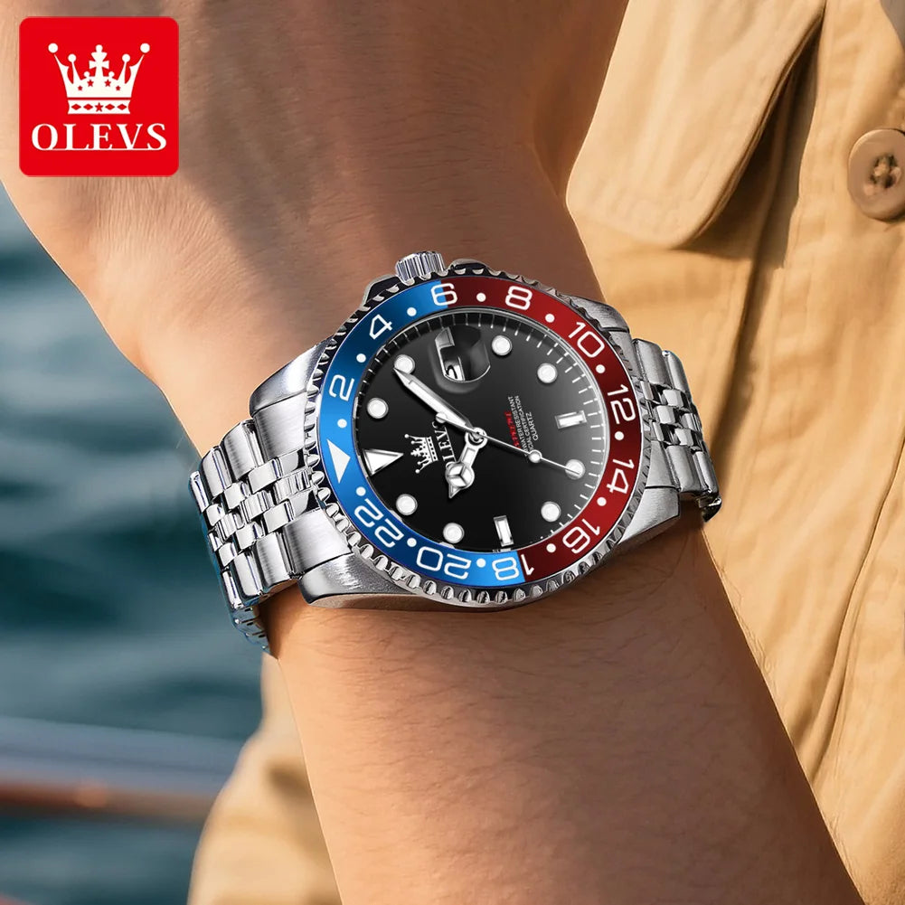 OLEVS Men's Watches Top Brand Luxury Classic Datejust Original Quartz Watch for Man Waterproof Luminous Big Date Stainless Steel Zpaxo