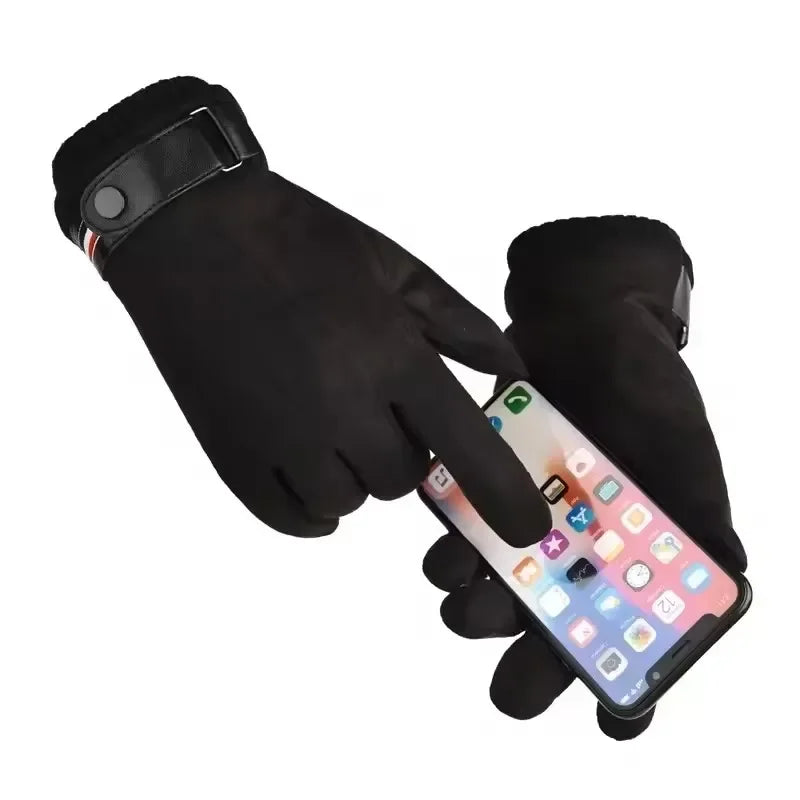Winter Warm Suede Outdoor Military Finger Gloves Thickened Driving Buckle Ski Male Touch-Screen Mittens Women And Men Zpaxo