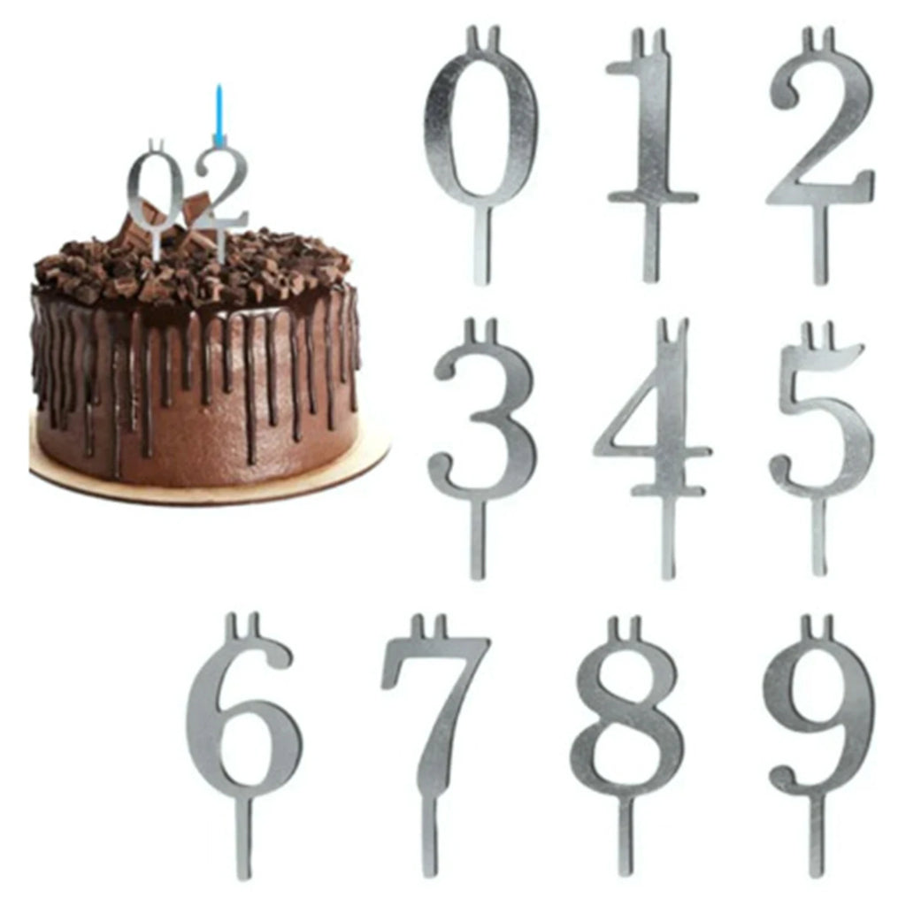 Reusable Digital Birthday Cake Candle Holders Stainless Steel Numeric