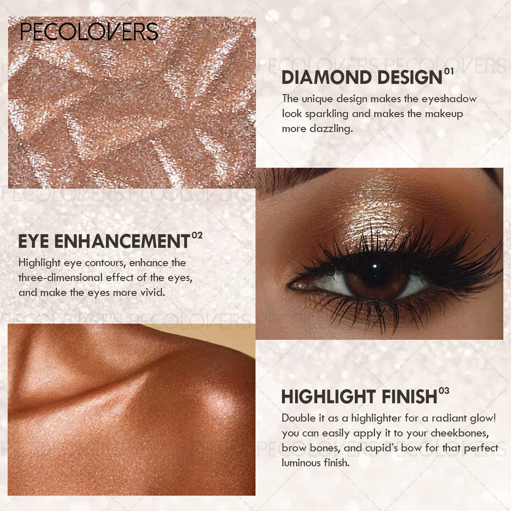 Black Pearlescence Diamond Glitter Eyeshadow Mashed Potato Texture Highlighter Peach Gold Shimmer Illuminator Brightening Makeup Zpaxo