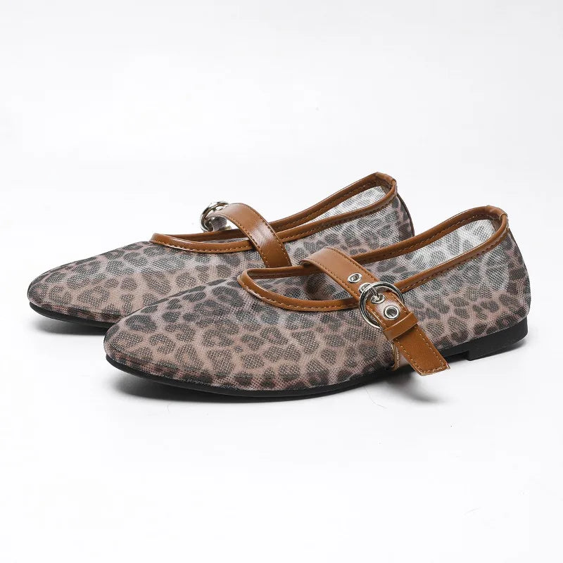 Flat Shoes for Women's Spring and Autumn Round Toe Mesh Breathable and Non Slip Mary Jane Women's Shoes Big Size 35-45 Loafers Zpaxo