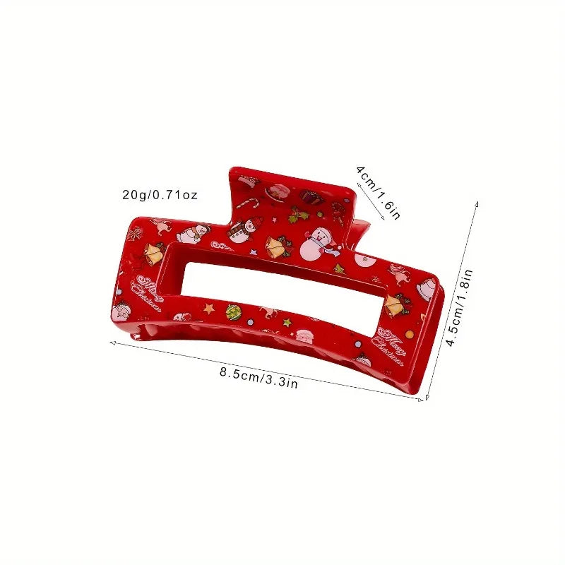 Christmas Hair Claw Clip Festive Pattern Non-slip Strong Hold Cute