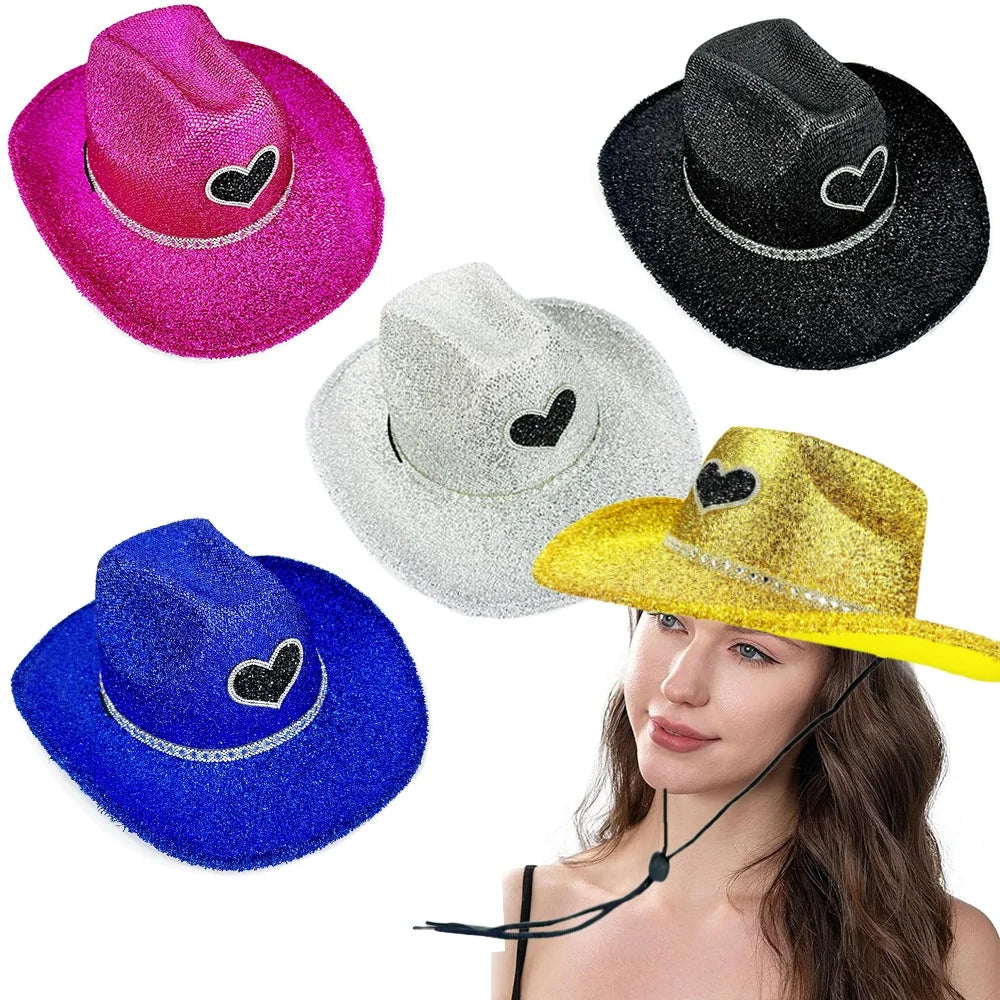 Women's Rhinestone Cowgirl Hat – Wide Brim Western Party Hat