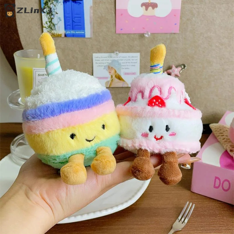 Cartoon Cake Plush Keychain Kawaii Creative Birthday Dessert Doll Zpaxo