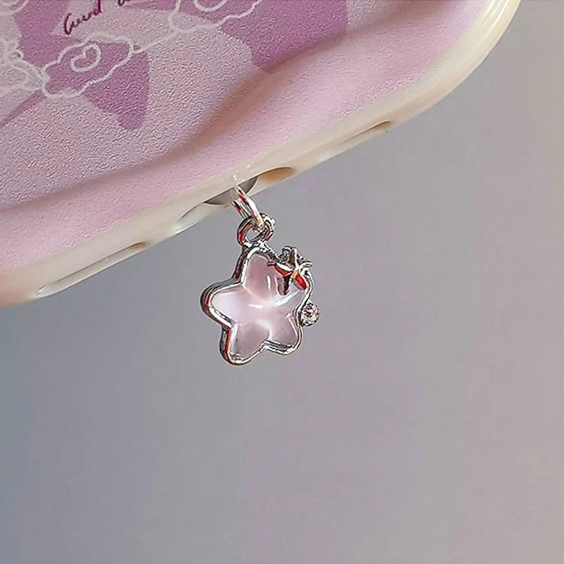 Diamond Star Dust Plug Charm Fashion Ladies Charge Port Plug For iPhone Type C Micro USB Dust Protection Cap Phone Pendant Gift Zpaxo