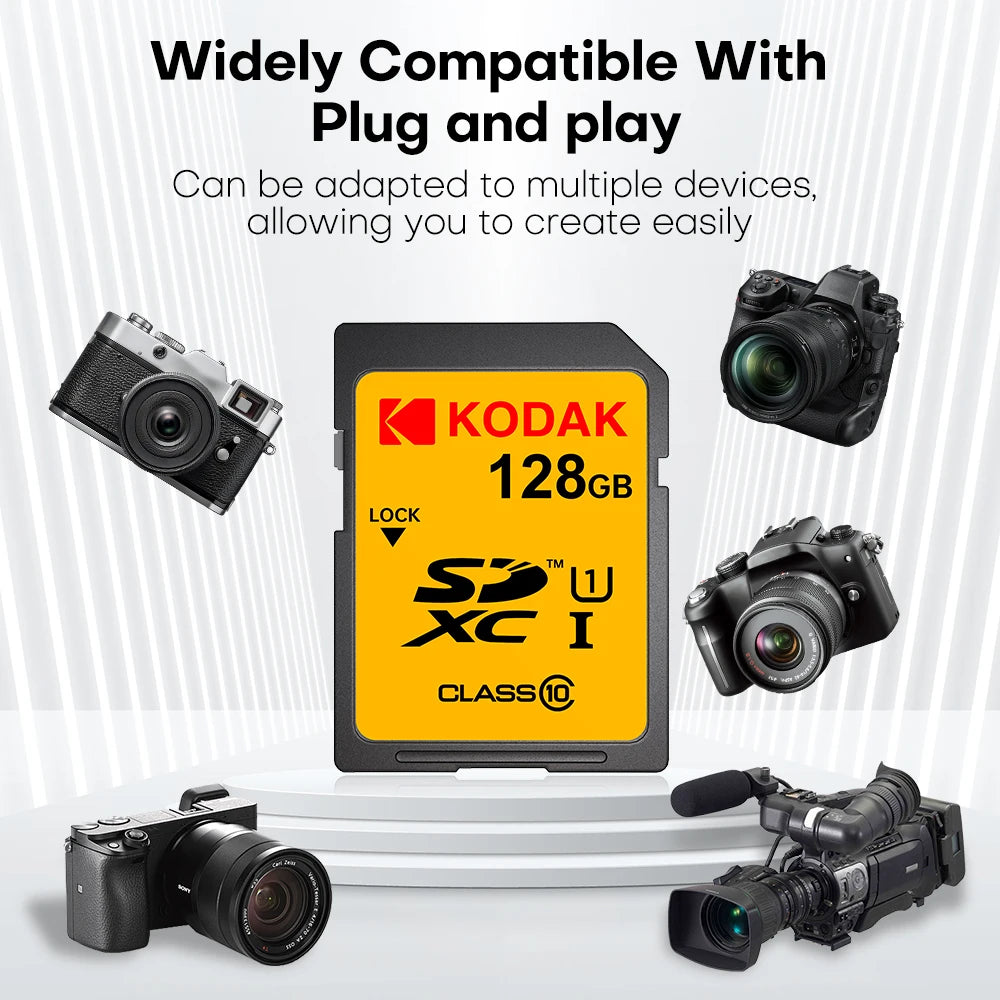 KODAK U1 Class 10 SD Card 128GB 64GB 32GB High Speed Flash Memory Card for DSLR Camera Camcorder Laptop Zpaxo