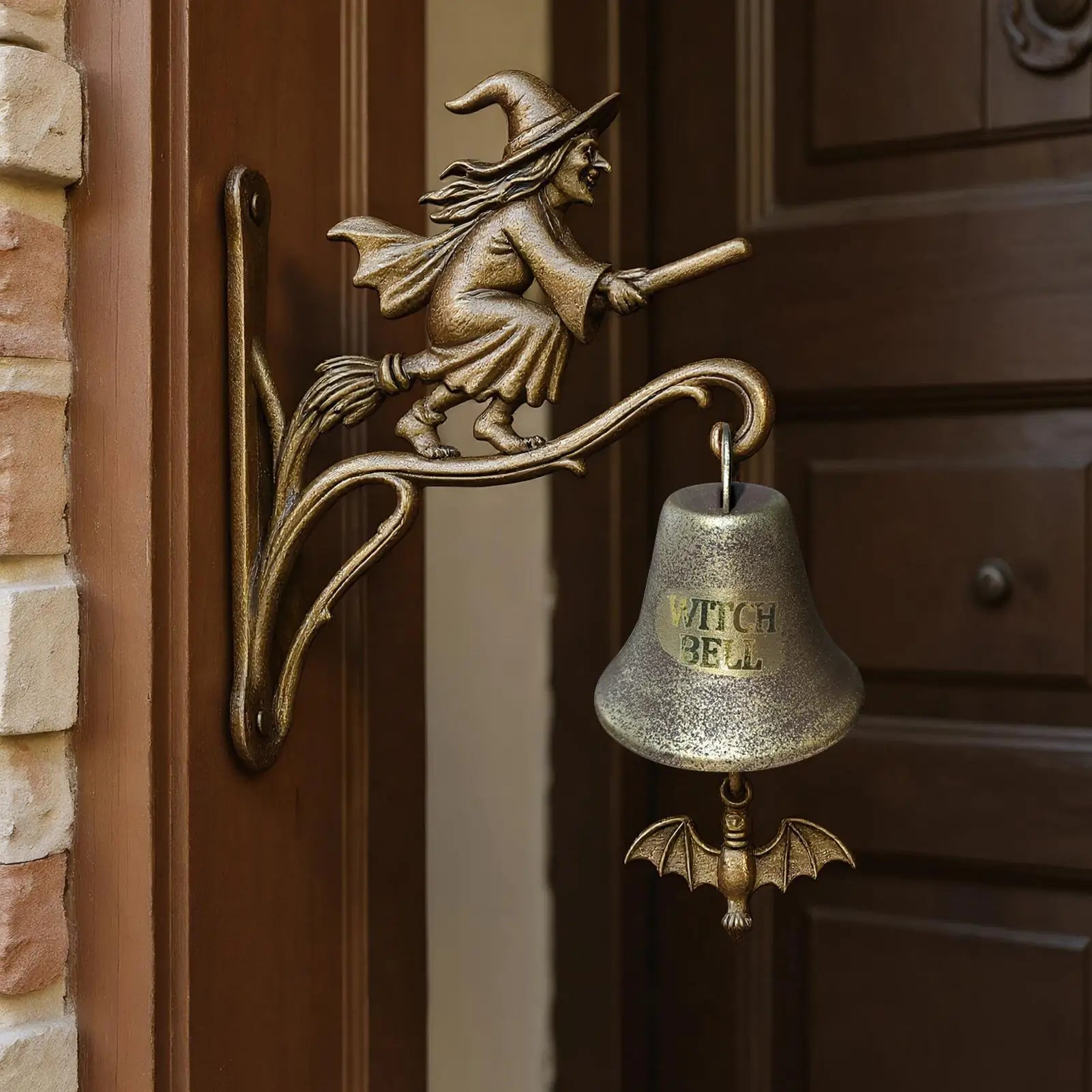 Halloween Witch Doorbell Metal Retro Hanging Bell Wall Mounted Porch