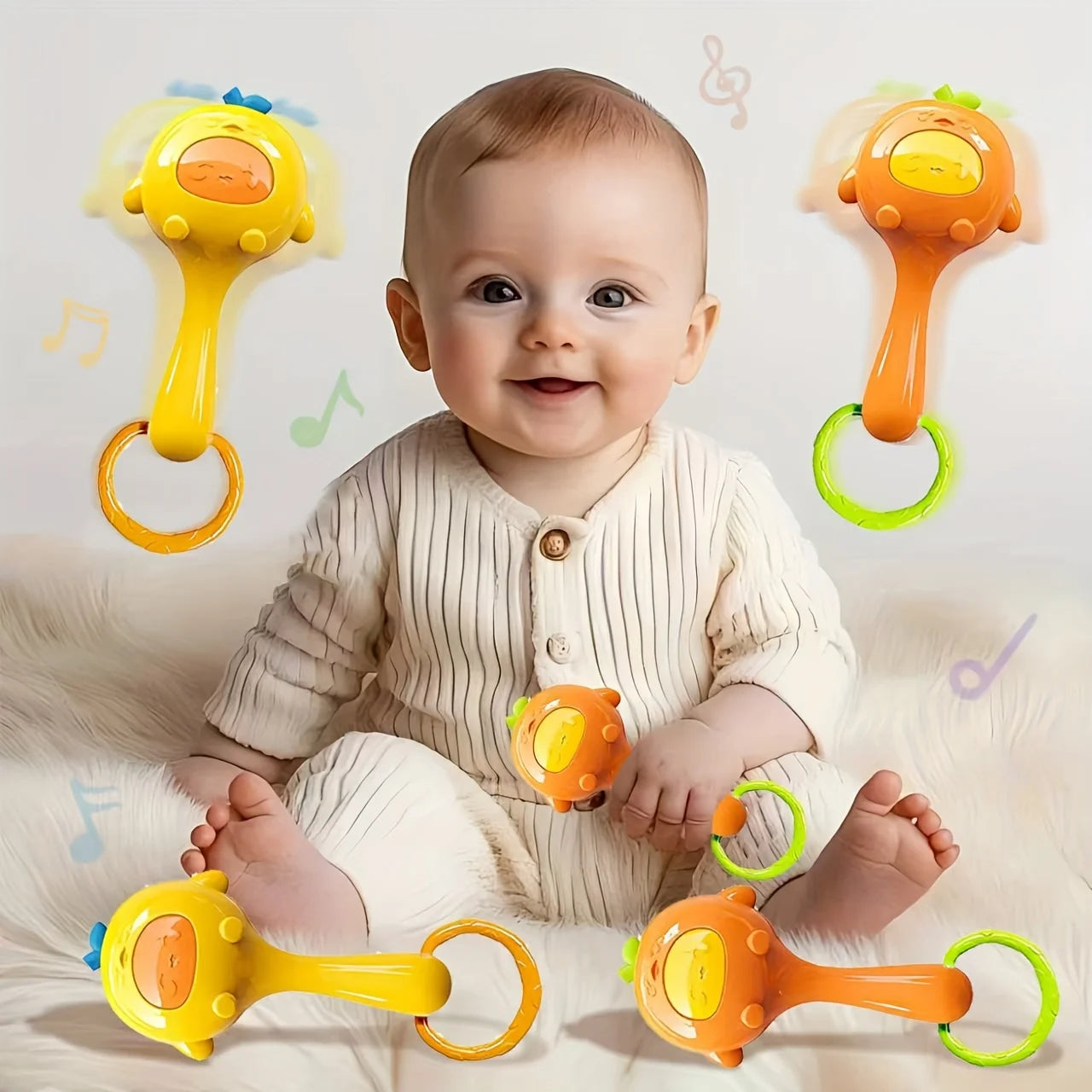 Baby Sensory Toys Rattles Multicolor Tactile Stimulation Motor Skills
