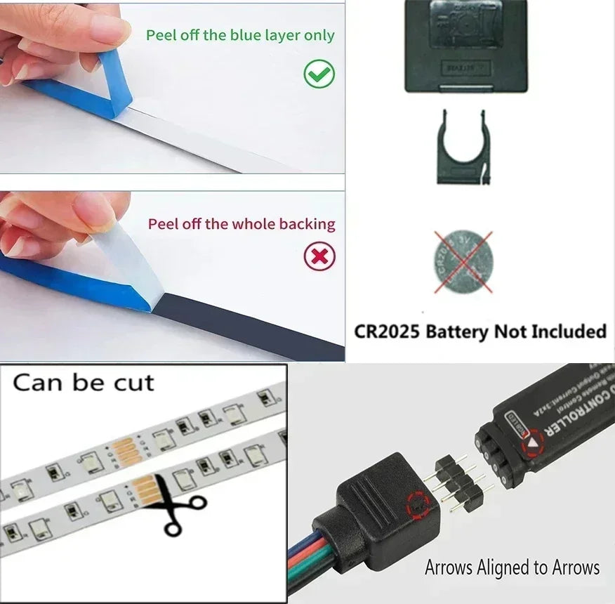 RGB Led Strip Lights USB 5V Music Sync 5050 Lexible Lamp Tape TV