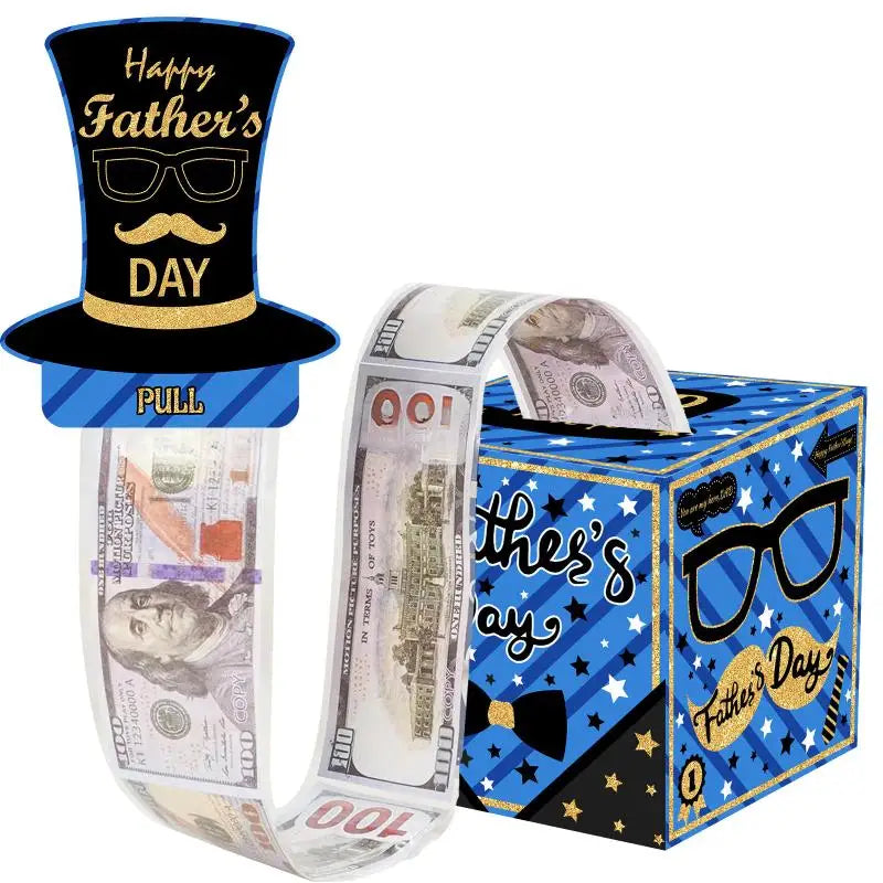 Blue Striped Money Pull Box – Funny Cash Gift Box for Dad