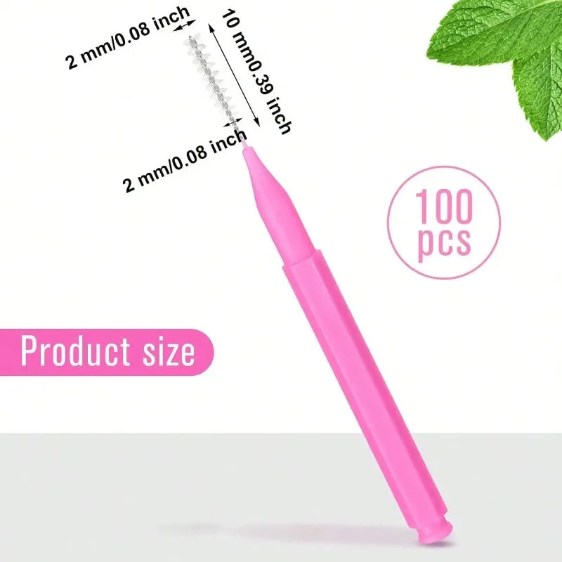 100-Pack Interdental Brush Picks – Dental Flosser Tooth Cleaner Interdental Brush Picks Zpaxo