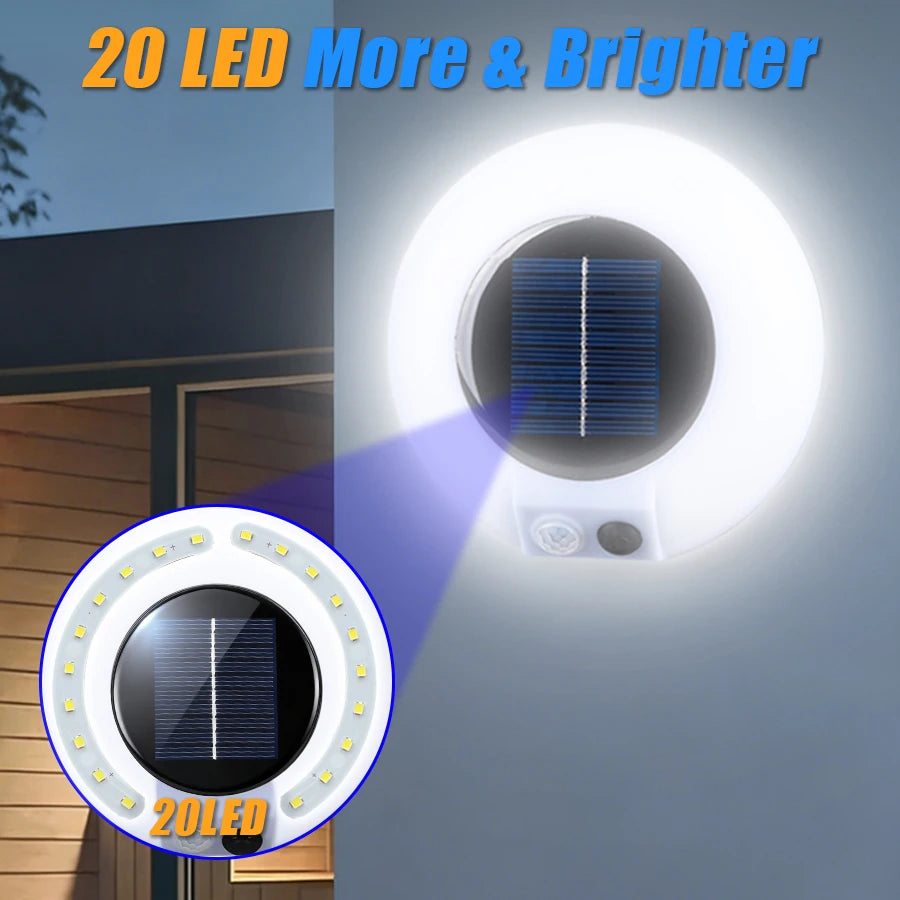 20 LED Solar Motion Sensor Wall Light – IP65 Outdoor Garden