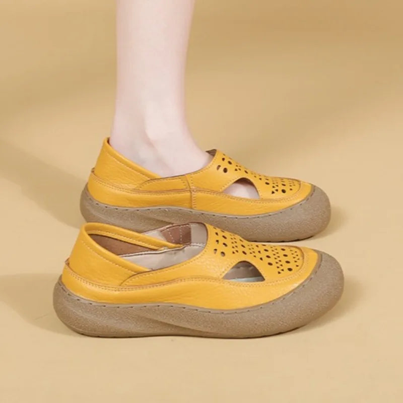 Round Closed Toe Hollow Out Breathable Comfortable Lightweight Zpaxo