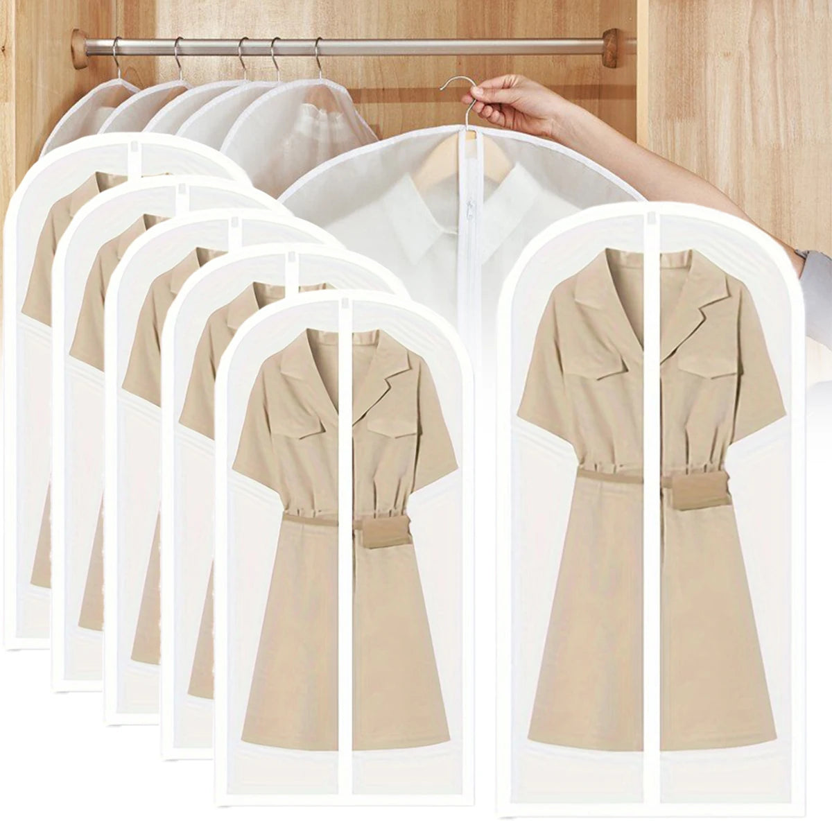 Moth-Proof Garment Bags with Zip – Washable 3/6-Pack