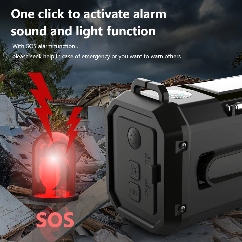 AM/FM/WB 10000mAh Weather Radio LED Emergency Power Bank Flashlight Portable Hand Crank Solar Radio SOS Alarm with Compass (US) Zpaxo