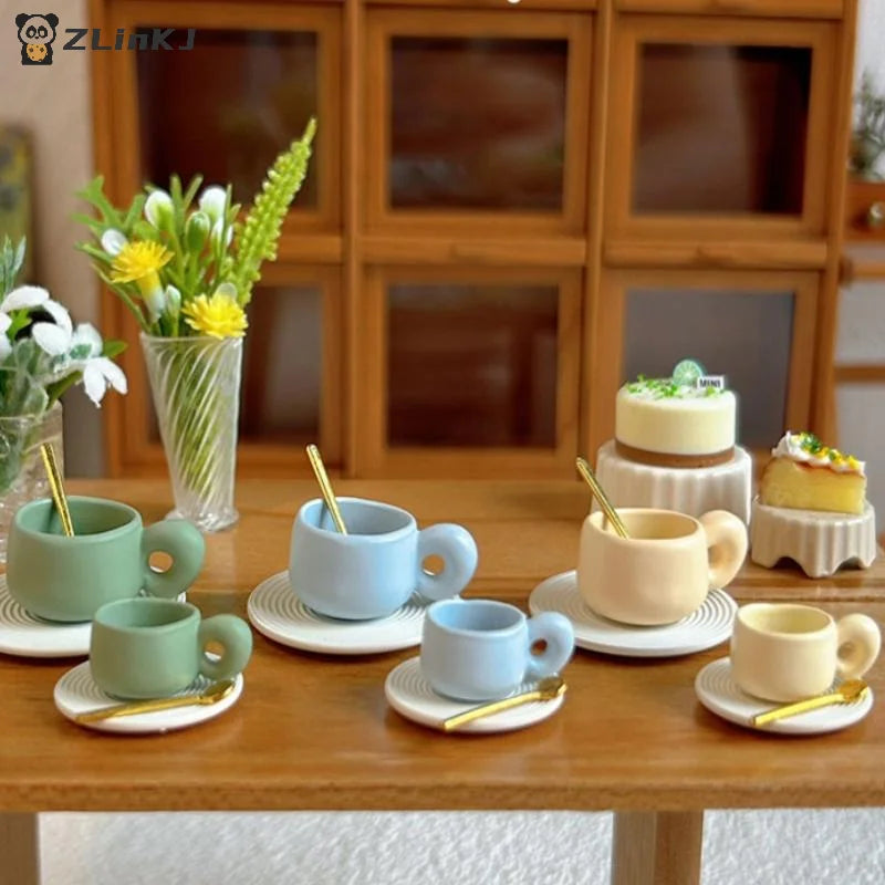▶3PCS Simulation Water Cup Toy Dollhouse Miniature Accessories Alloy Coffee Drink Cup Model Doll House DIY Decoration Zpaxo