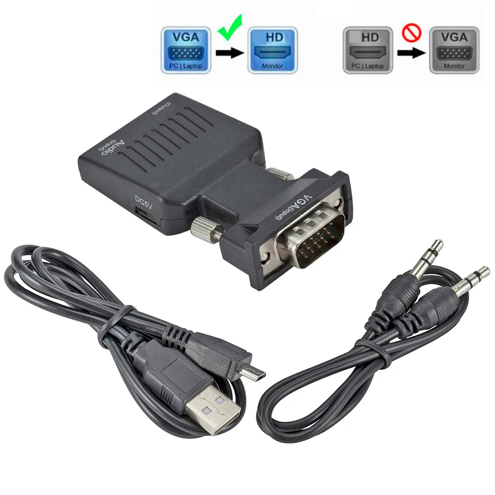 HD 1080P VGA to HDMI-Compatible Converter Adapter With Audio For PC Laptop to HDTV Projector HDMI-Compatible to VGA Adapter Zpaxo