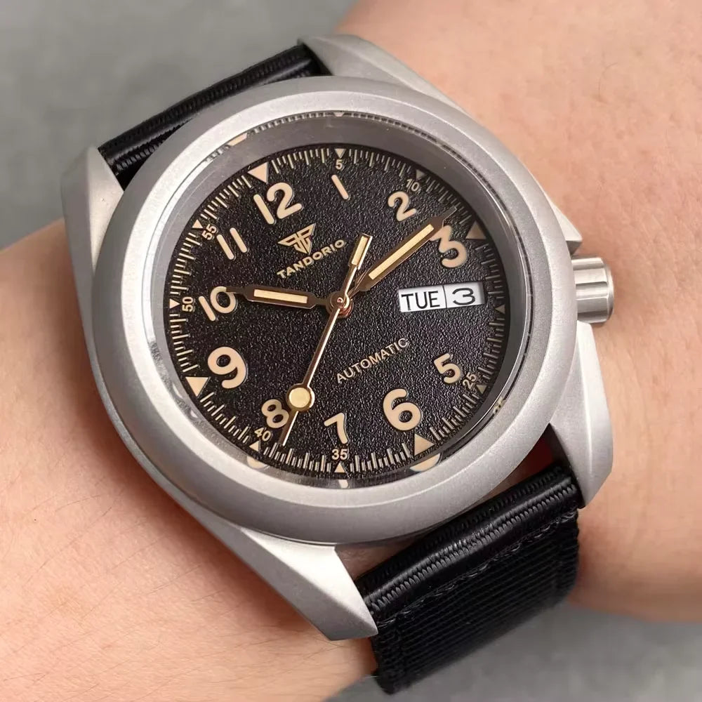 Tandorio Vintage Military Men's Field Watches Frosted Case 200m Waterproof Sapphire Glass NH36 Automatic Mechanical Man Watch Zpaxo