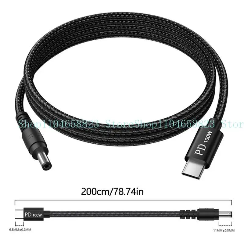 652F USB C to DC5521 5.5x2 Adapter Cable 100W with 10 Connection Tips for Electronic Devices Power Charging Cord 200CM Zpaxo