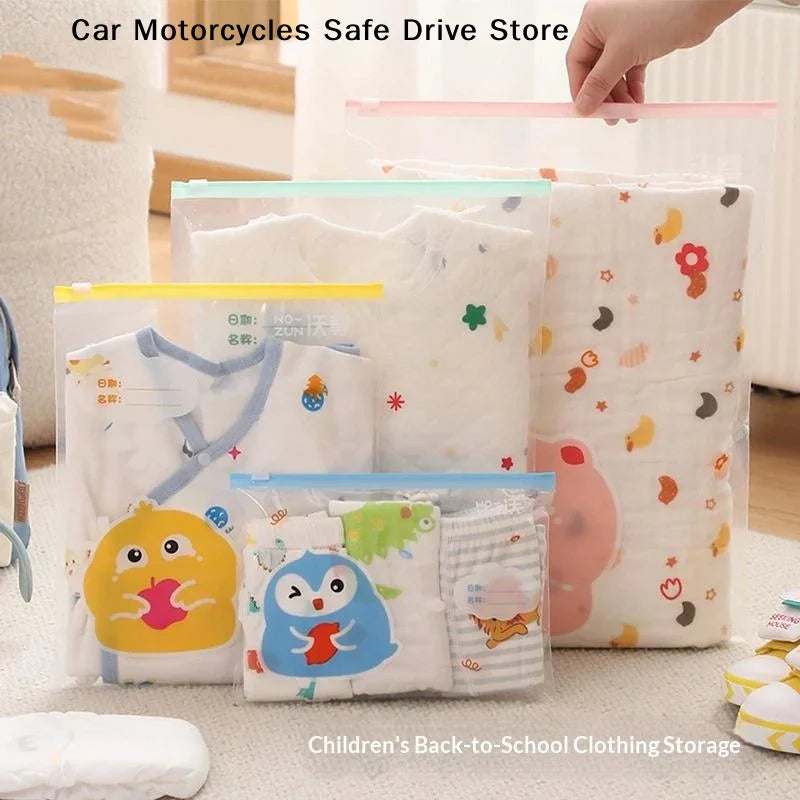 M5 Cute Cartoon Baby Clothing Storage Bags Waterproof Resealable