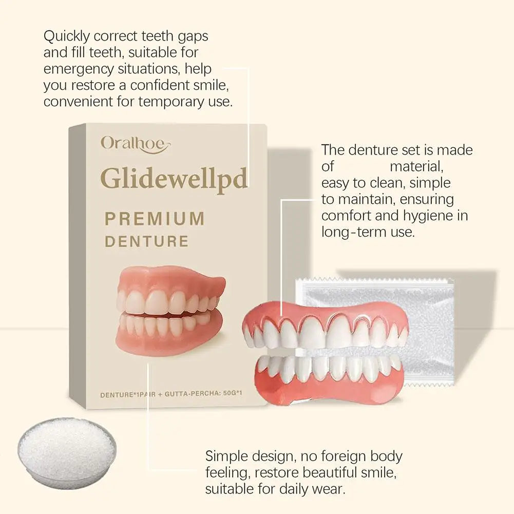 Silicone Denture Set – Reusable Realistic Fake Teeth Upper & Lower Silicone Denture Set Zpaxo