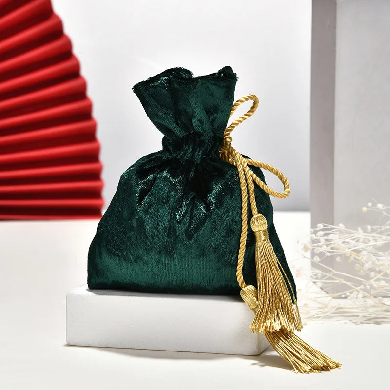 Velvet Drawstring Tassel Gift Bags – Wedding & Party Pouches