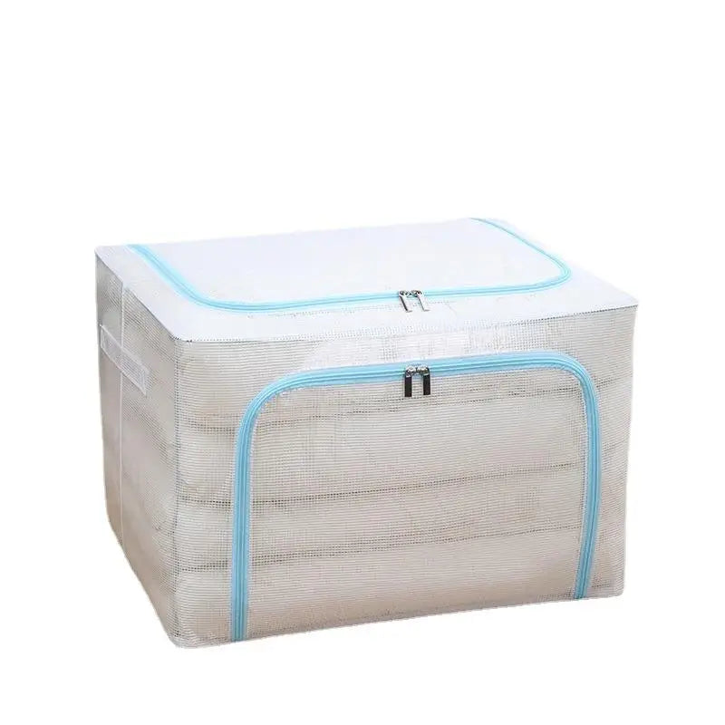 Transparent Large Zipper Clothing Storage Box Moving Storage Box Waterproof Toy Organizer Staable Box Durable Fabric Material Zpaxo