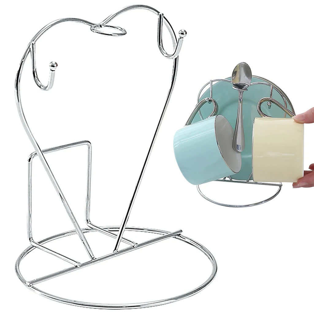 Metal Coffee Mug Rack & Cup Holder – Silver Kitchen Organizer