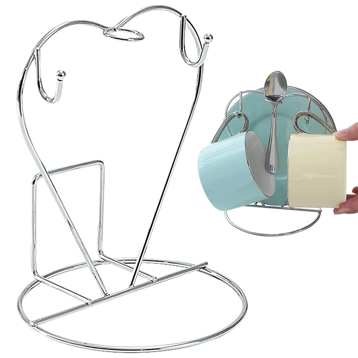Metal Coffee Mug Rack & Cup Holder – Silver Kitchen Organizer