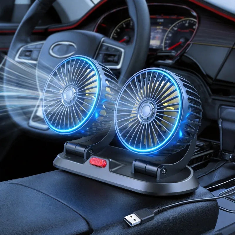 3-Head Car & Desk Fan USB/12V/24V – 2-Speed Silent Fan