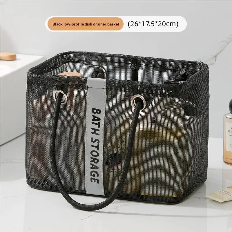 Portable Tote Shower Basket Waterproofbag Handle Large Capacity Zpaxo Black 26x17x20cm