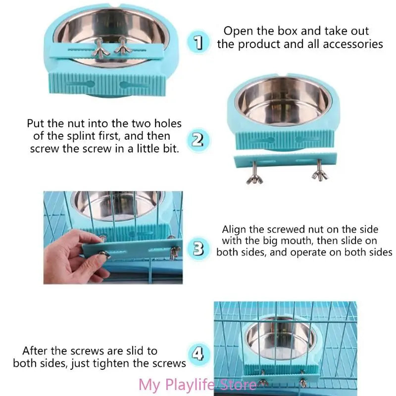 Pet Crate Bowls Dog Bowl Removable Stainless Steel Hanging Feeder