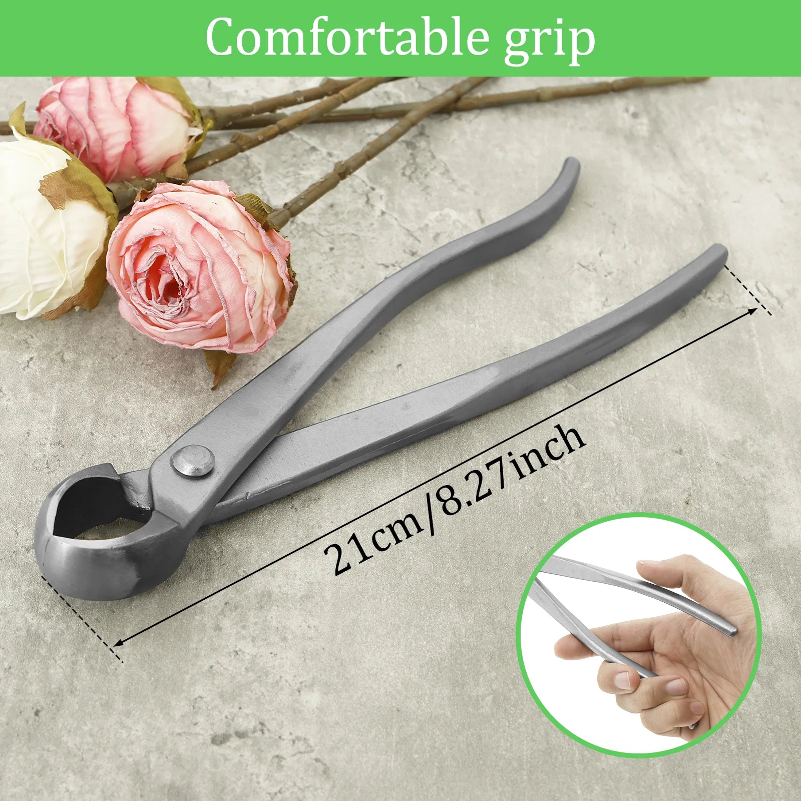 Bonsai Grooming Kit Stainless Steel Wear Resistant Bonsai Tree Kit Tools Time Saving Pruning Kit with Ergonomic Long Handle 2025 Zpaxo Round scissors 21cm
