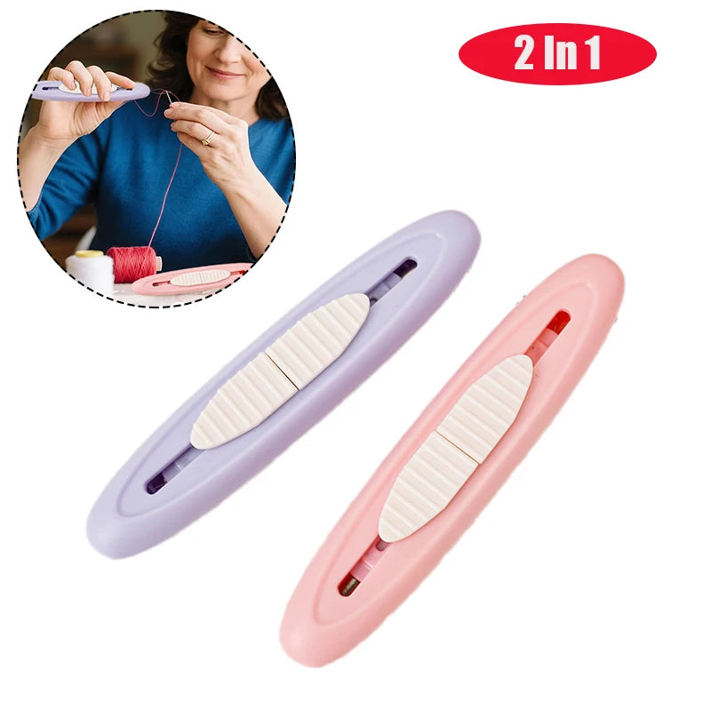 2 In 1 Needle Threader Seam Ripper, 2 In 1 Automatic Needle Threaders Seam Ripper, For Fast Threading & Seam Removal Zpaxo