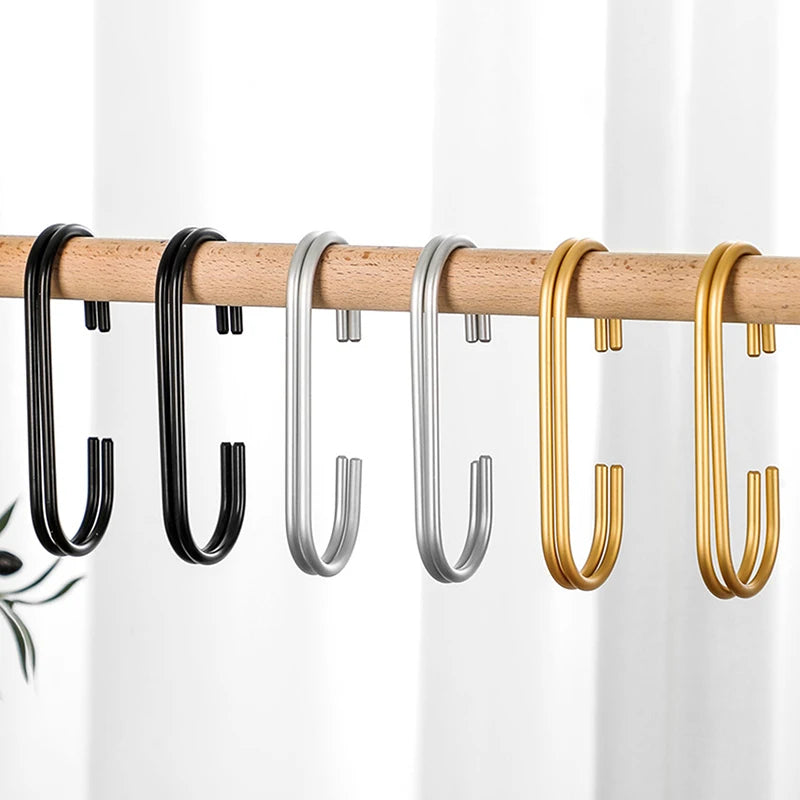 5Pcs Gold/Silver C-Shape Hooks For Closet Multi-functional Hanging Metal Hook For Clothes Bags Hats,closet Organizer System Zpaxo