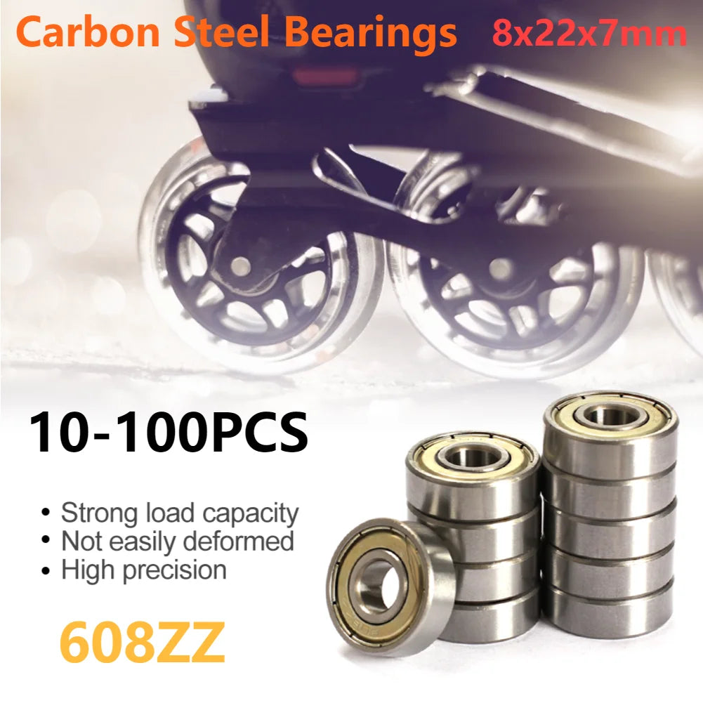 10- 608ZZ Ball Bearings High-carbon Steel Double Shielded Miniature