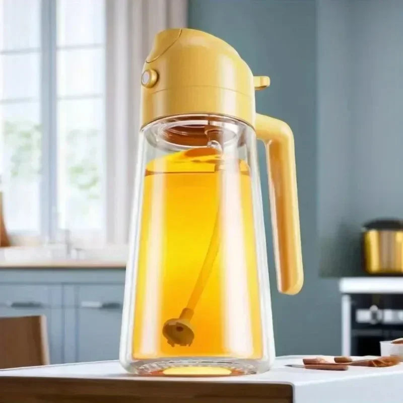 2in1 500ml Glass Oil Sprayer Oil Spray Bottle Oil Tank BBQ Kitchen Baking BBQ Picnic Kitchen Tools for Businesses Zpaxo Yellow-500ml