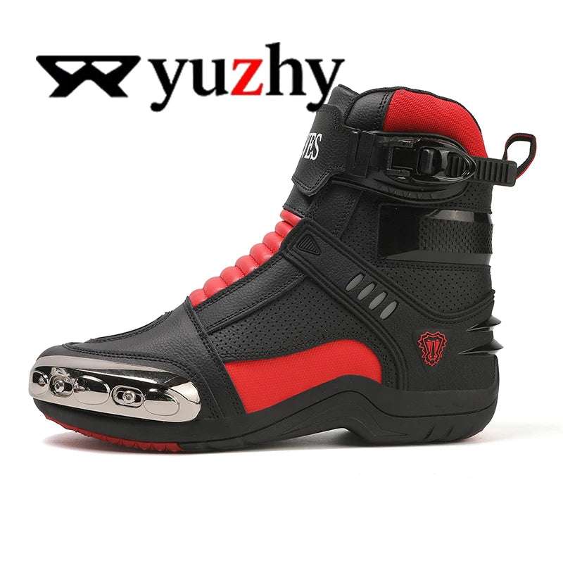 Lexsan Motorcycle Boots Men Leather Motos Breathable Anti Slip
