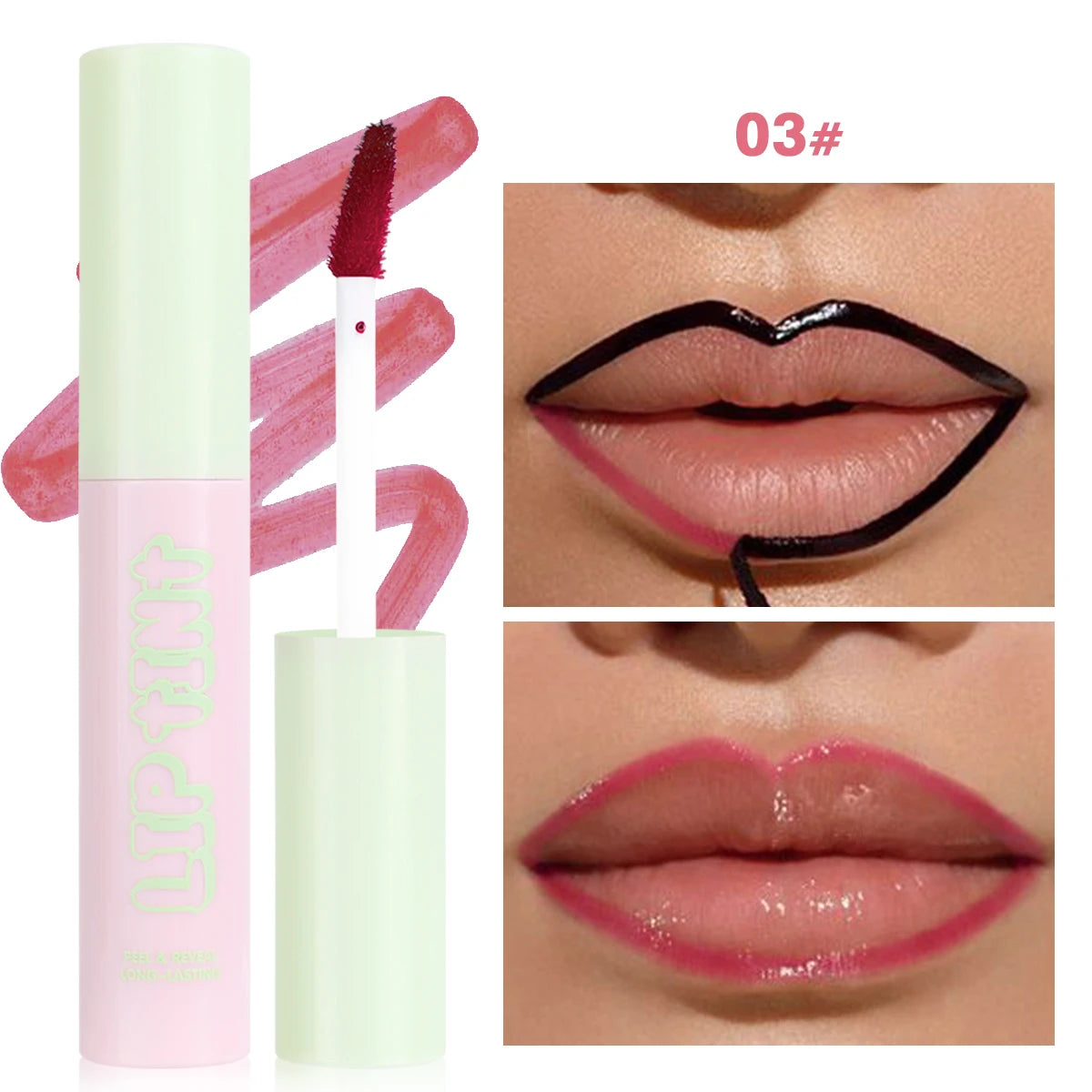 Rose Pink Peel Off Liquid Lipstick Waterproof Long Lasting LipGloss Matte Outline Contour Tattoo Lip Tear Pull LipLiner Cosmetic Zpaxo 03