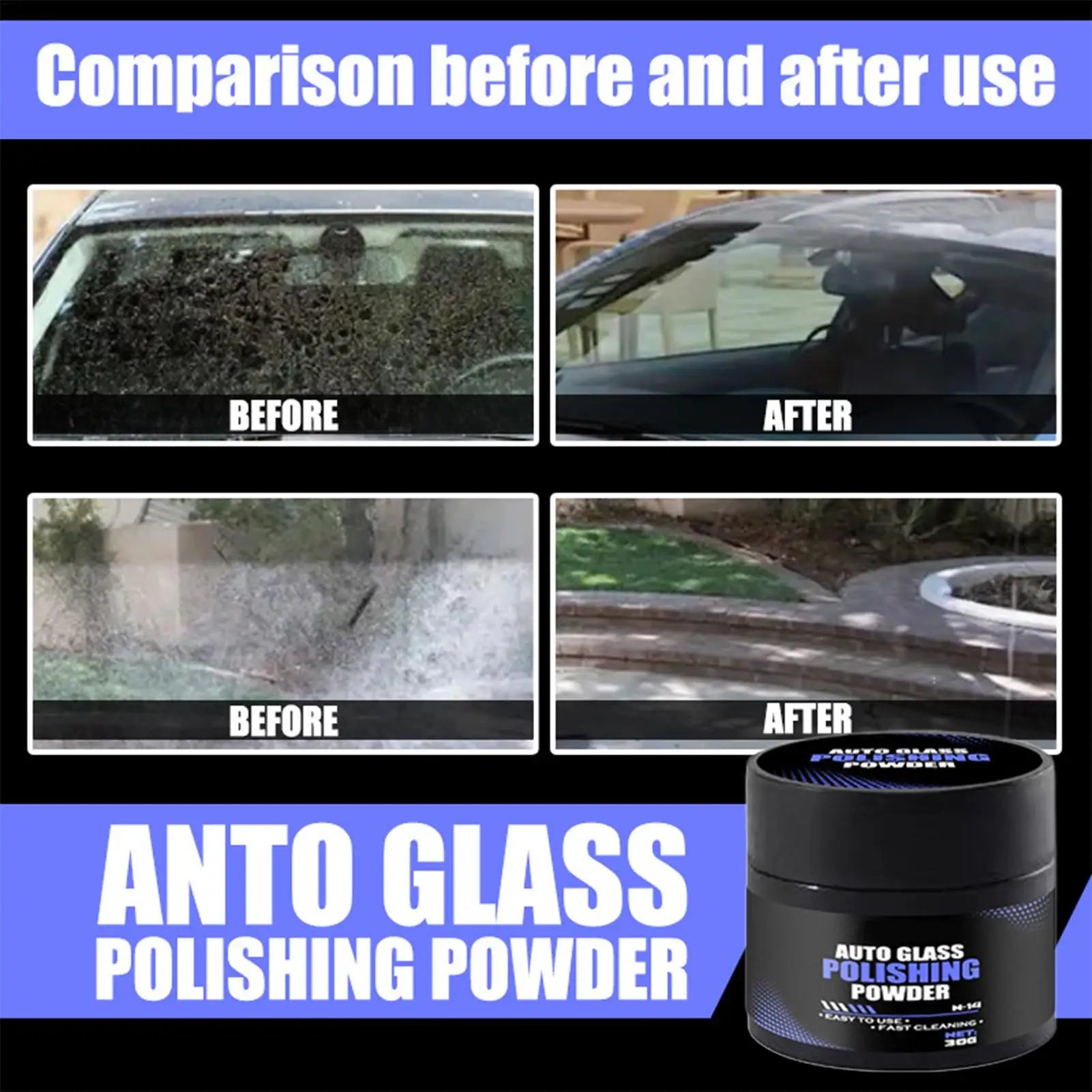 Glass Polishing Powder Car Windshield Oil Film Remover Scratch Repair