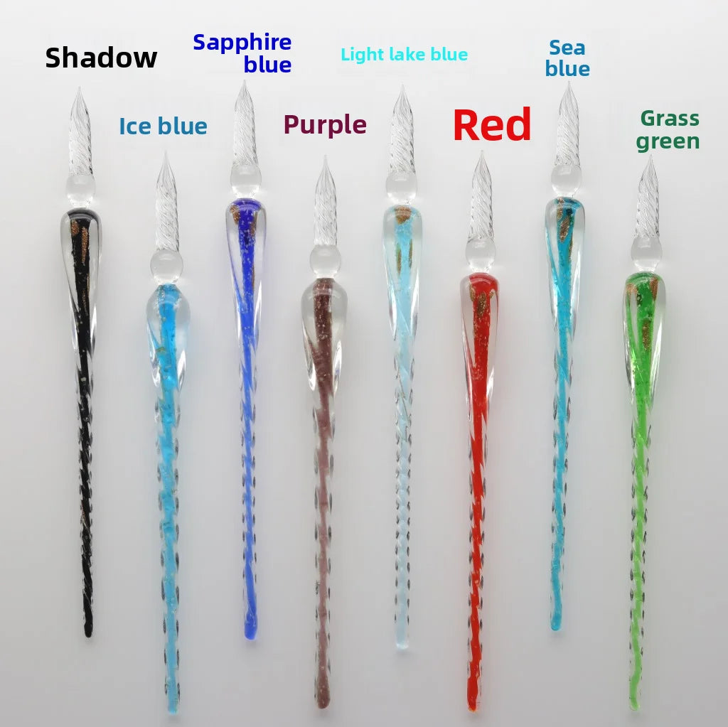Crystal Glass Dip Pen Set – Gradient Color Retro Gift Box